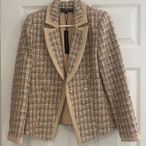 NWT, Central Park West- CHANEL like Beige and Cream Tweed Jacket
